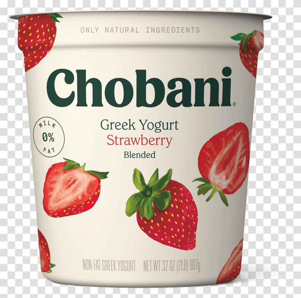 Chobani Peach Greek Yogurt, Plant, Strawberry, Fruit, Food Transparent Png