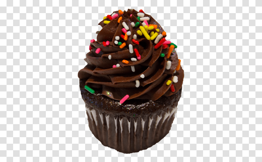 Chocolate Birthday Chocolate Cupcake With Sprinkles, Cream, Dessert, Food, Birthday Cake Transparent Png