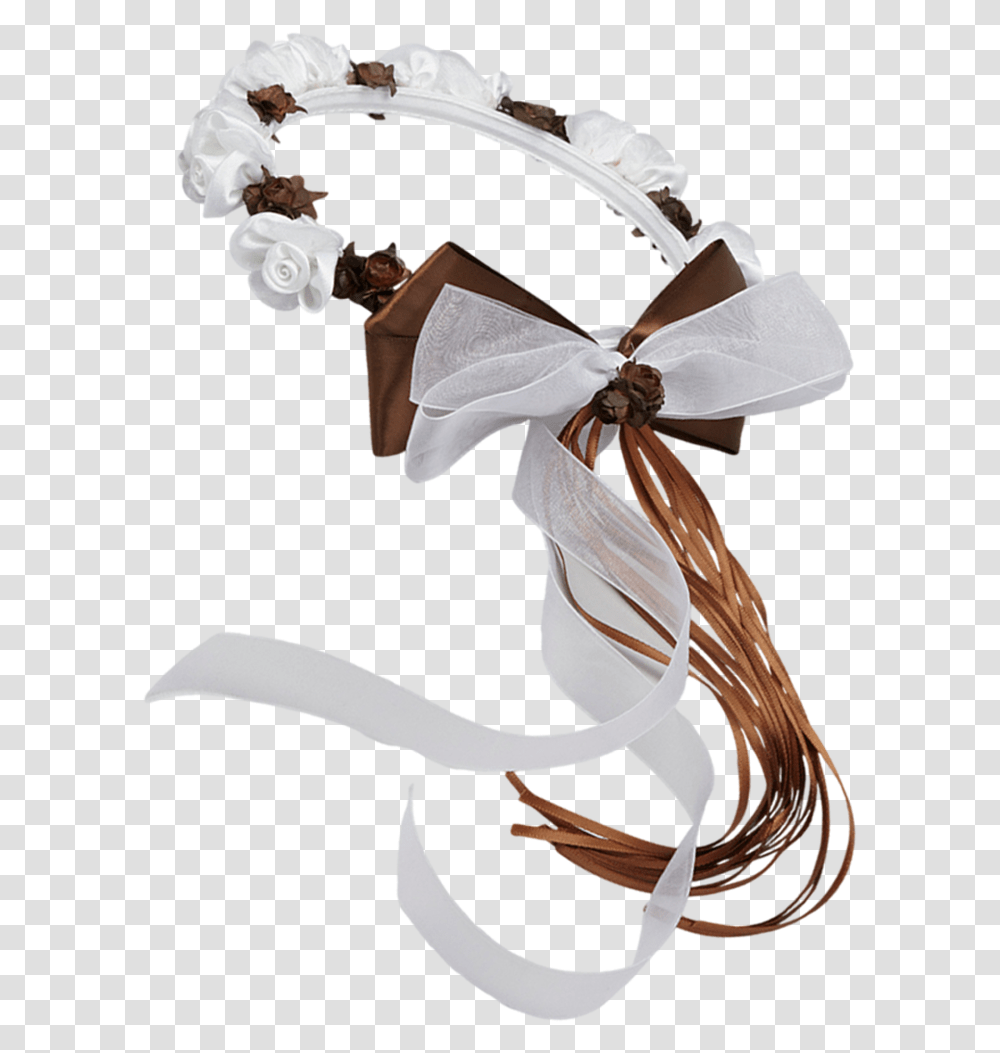 Chocolate Brown Floral Crown Wreath Handmade With Silk Flowers Satin Ribbons & Bows Girls Bow, Art, Plant, Blossom Transparent Png