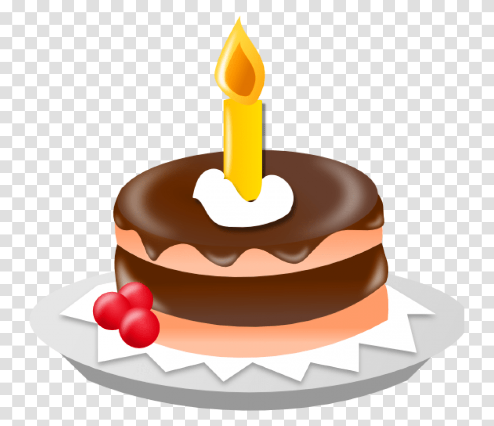 Chocolate Cake Image Birthday Cake With One Candle, Dessert, Food, Icing, Cream Transparent Png