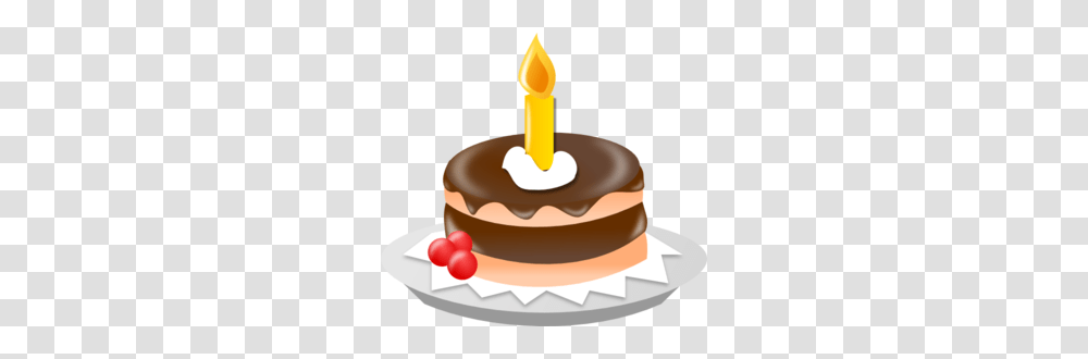 Chocolate Cake With One Candle Clip Art, Dessert, Food, Birthday Cake, Icing Transparent Png