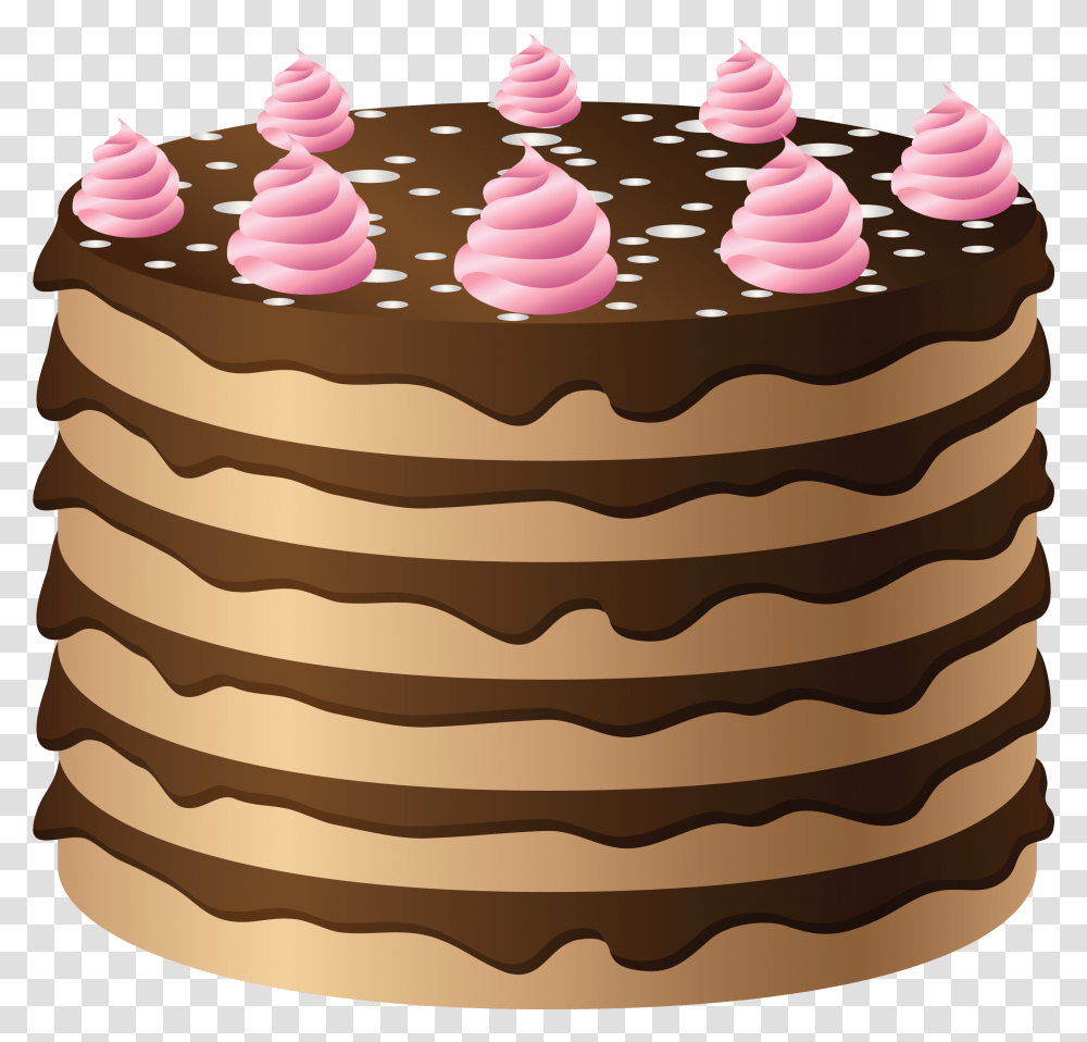 Chocolate Cake With Pink Cream Clipart Chocolate Cake Clip Art, Birthday Cake, Dessert, Food, Icing Transparent Png