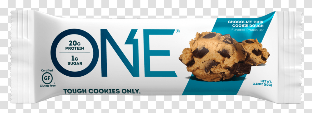 Chocolate Chip Cookie Dough Protein Bar One Chocolate Chip Cookie Dough Protein Bar, Food, Number Transparent Png