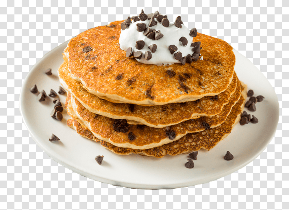 Chocolate Chip Pancakes With Whipped Cream, Bread, Food, Burger, Birthday Cake Transparent Png
