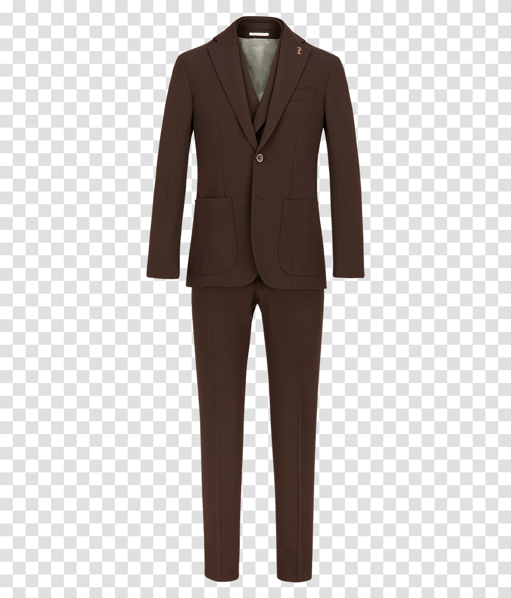 Chocolate Colored Wool Three Piece Brera Suit Fw19 Formal Wear, Apparel, Overcoat, Tuxedo Transparent Png
