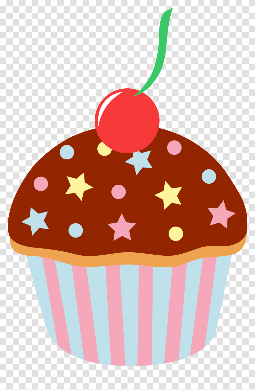 Chocolate Cupcake With Sprinkles And Cherry, Sweets, Food, Cream, Dessert Transparent Png