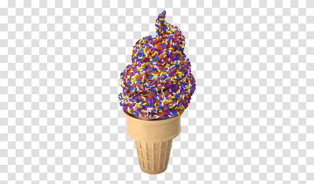 Chocolate Ice Cream Cone With Sprinkles, Sweets, Food, Confectionery, Dessert Transparent Png
