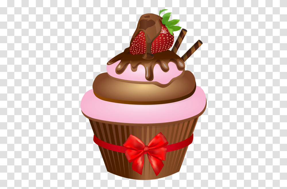 Chocolate Muffin With Strawberry Clipart Cookie And Cupcake, Cream, Dessert, Food, Creme Transparent Png