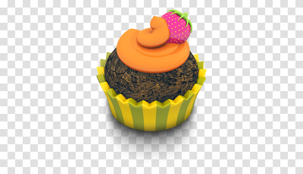 Chocolate Orange Cupcake Icon Cartoon Cupcake Icon, Birthday Cake, Dessert, Food, Cream Transparent Png