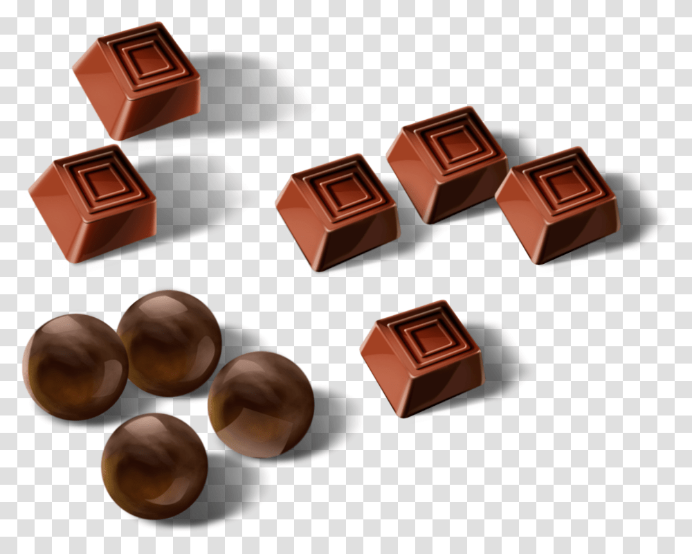 Шоколадные конфеты на прозрачном фоне