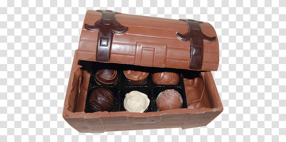 Chocolate Treasure Chest And Four Truffles Chocolate, Dessert, Food, Sweets, Confectionery Transparent Png