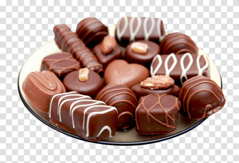Chocolates In Plate Image, Food, Sweets, Fudge, Dessert Transparent Png