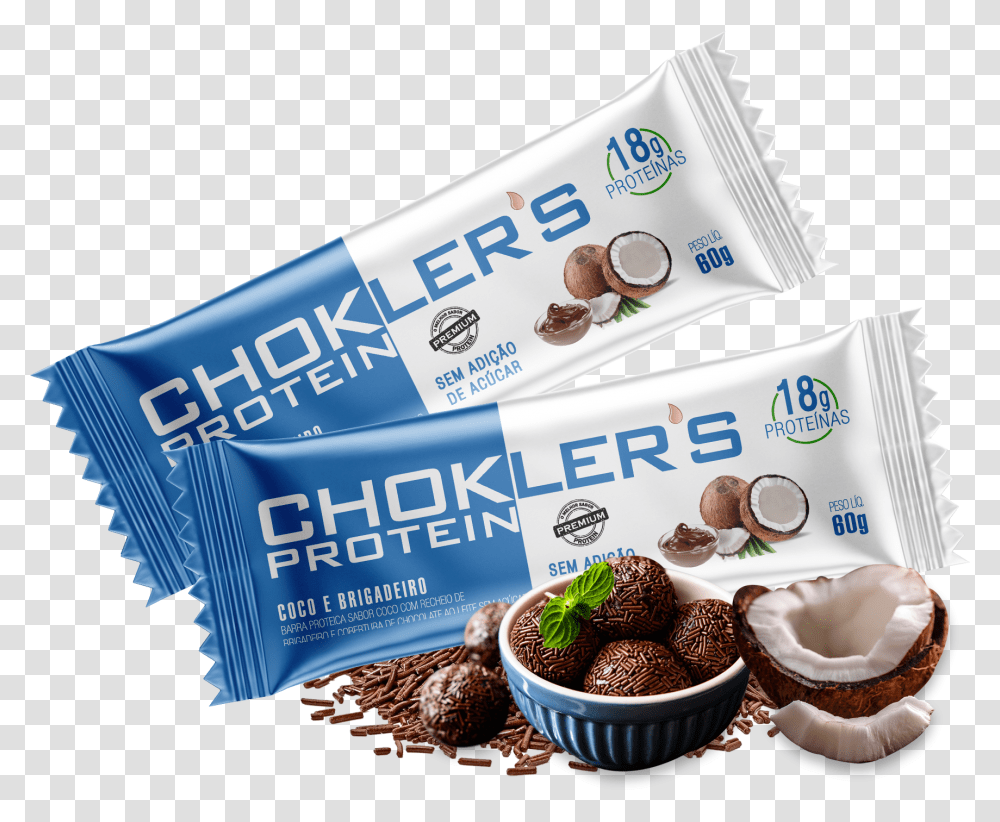 Choklers Protein Coco E Brigadeiro, Dessert, Food, Cream, Meatball Transparent Png