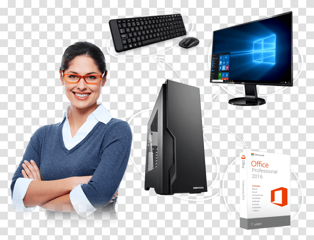 Choose Your Ultimate Desktop Pc Step By Step Business Woman Smiling, Person, Computer, Electronics, Monitor Transparent Png