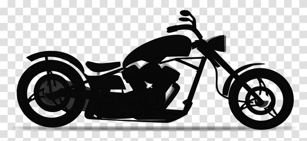 Chopper Motorbike Motorcycle Black Silouette Harley Davidson Clipart Black And White, Vehicle, Transportation, Wheel, Machine Transparent Png