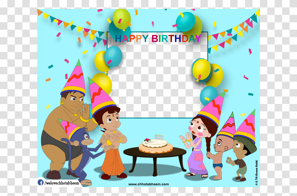 Chota Bheem Birthday Banner, Party Hat, Person, People Transparent Png