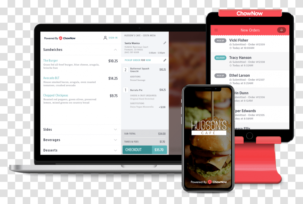 Chownow Mobile App, Burger, Food, Electronics, Phone Transparent Png
