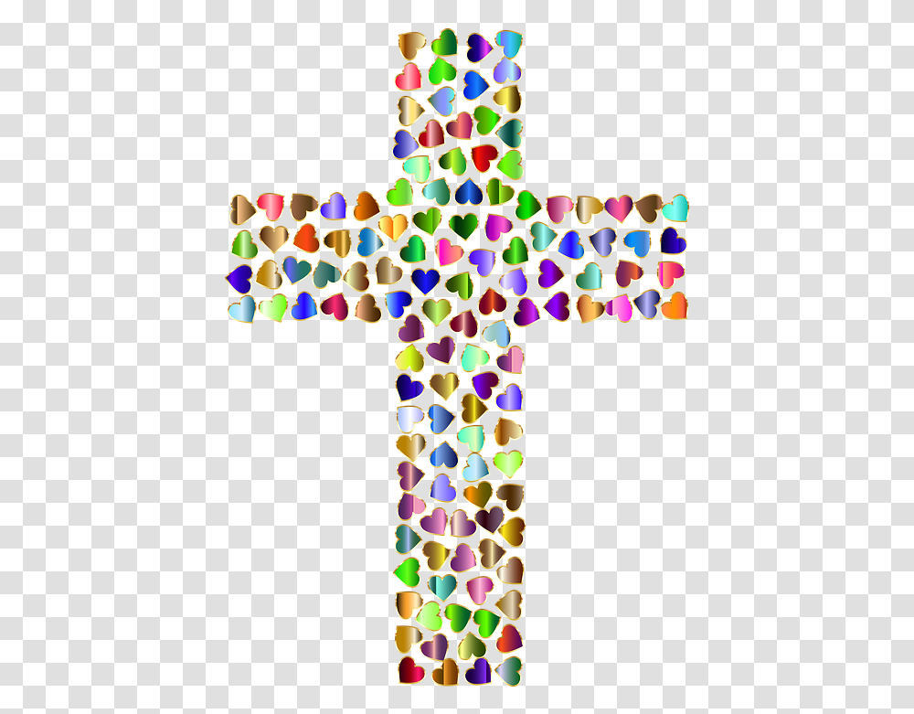 Christ Christian Cross Cross Made Of Hearts, Symbol, Crucifix, Chandelier, Lamp Transparent Png
