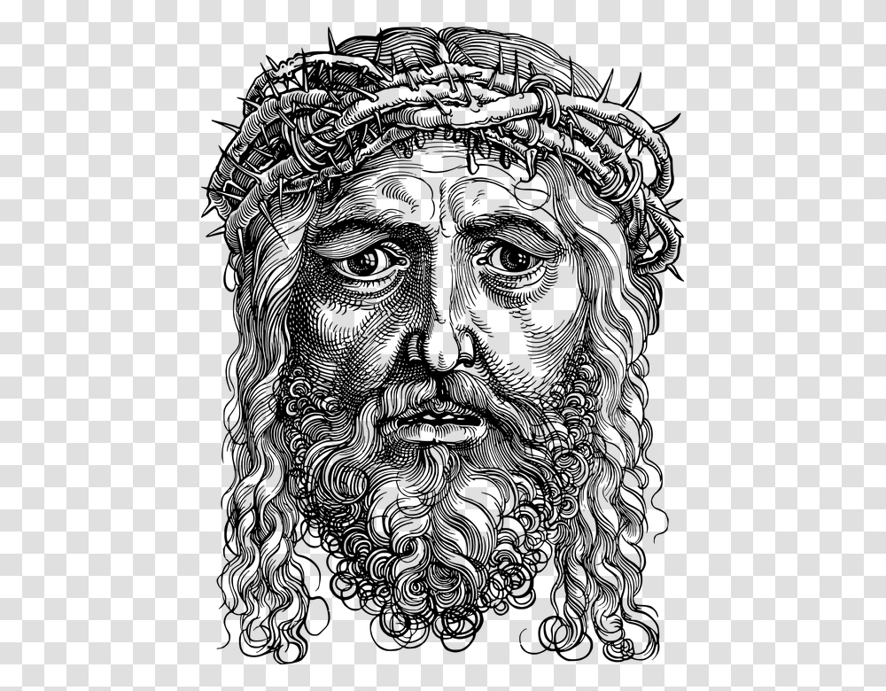 Christ Christian Divine Icon Jesus Lord Messiah Albrecht Durer Woodcut Prints, Gray, World Of Warcraft Transparent Png