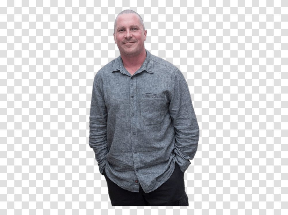 Christian Bale Shaved Head Christian Bale Fat For Dick Cheney, Apparel, Shirt, Person Transparent Png