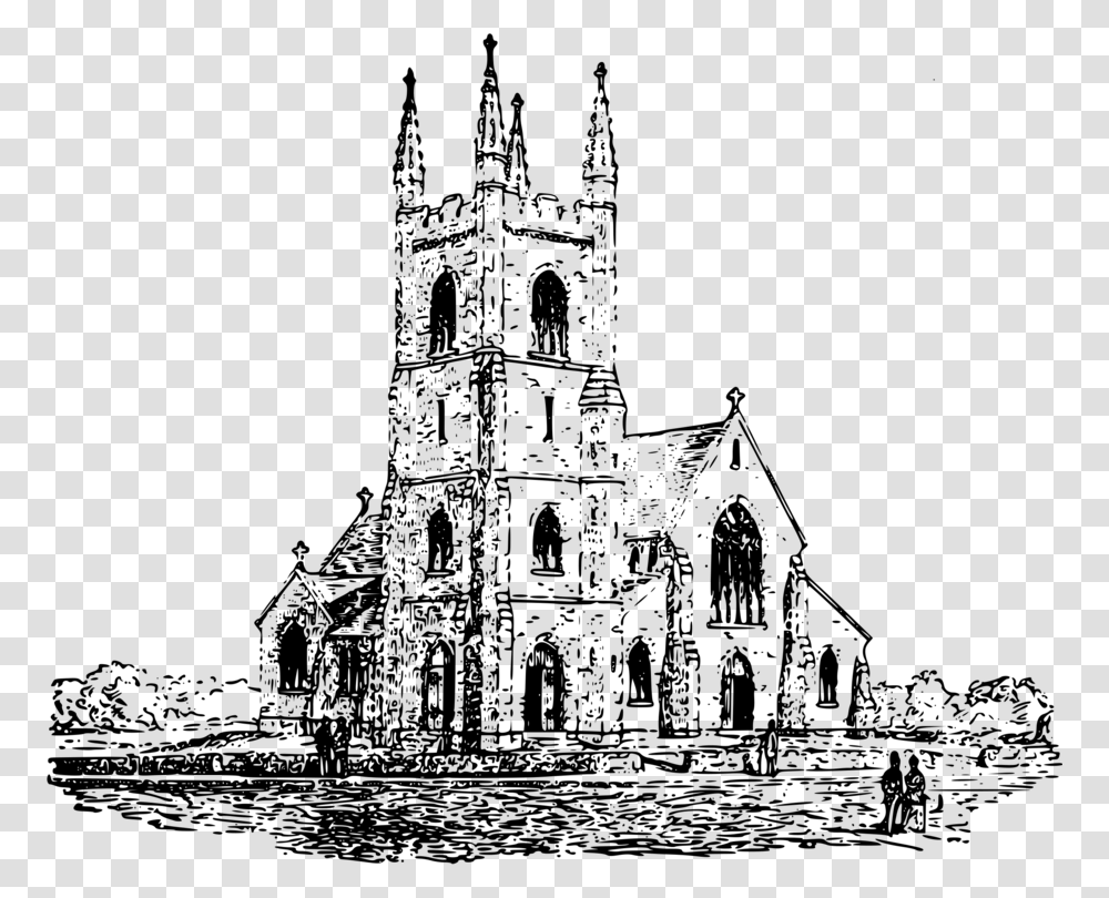 Christian Church Building Black And White Cathedral Christian Church Black And White, Gray, World Of Warcraft Transparent Png