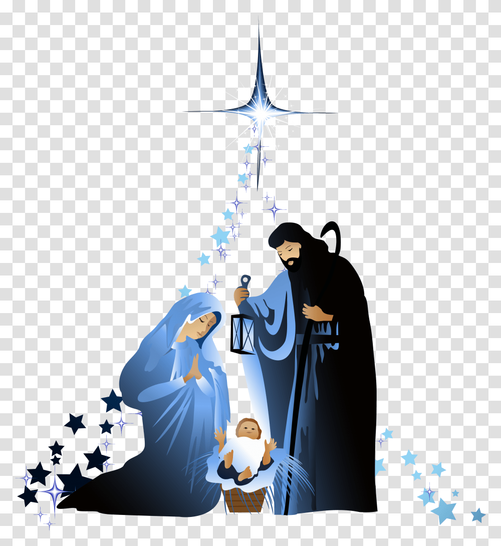 Christian Holy Family Of Material Scene Jesus Clipart Background Nativity Clipart, Person, Human, Performer Transparent Png