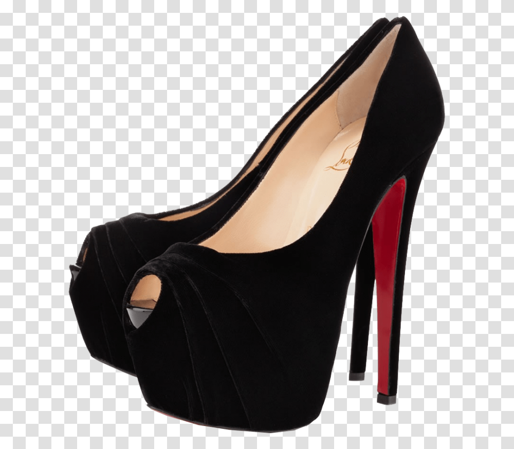 Christian Louboutin Black Drapesse Peep Toe Image Black Heels Background, Apparel, Shoe, Footwear Transparent Png