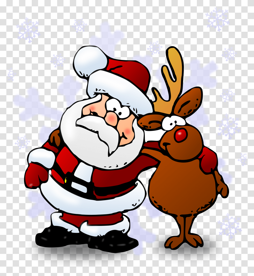 Christmas 2016 Santa And Rudolph Cartoon, Elf Transparent Png