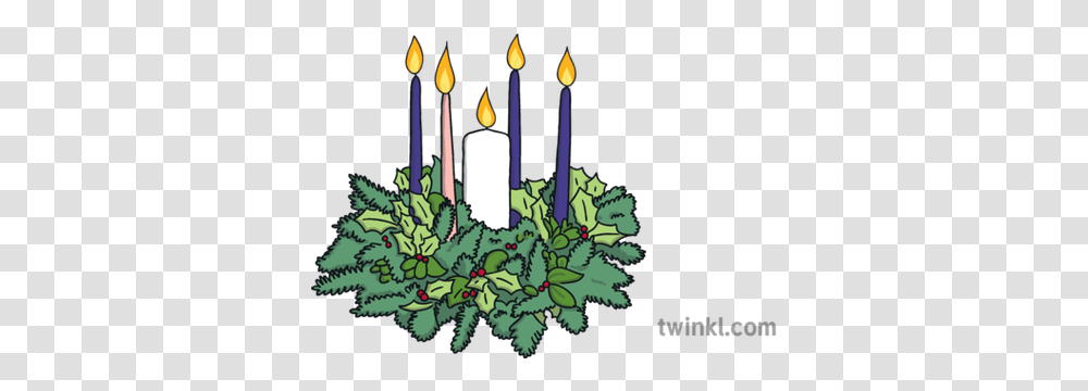 Christmas Advent Wreath Candles Advent Wreath Illustration, Birthday Cake, Dessert, Food, Plant Transparent Png