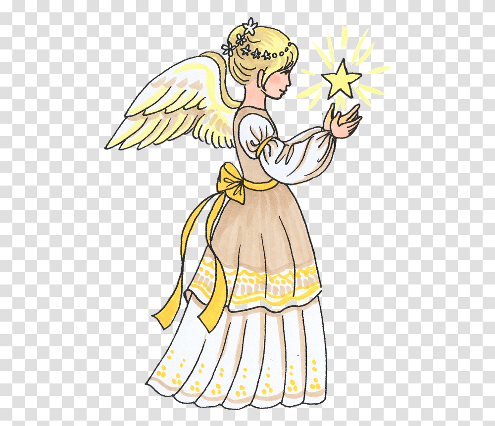 Christmas Angel With A Star Clipart Malaikat, Archangel, Manga, Comics, Book Transparent Png