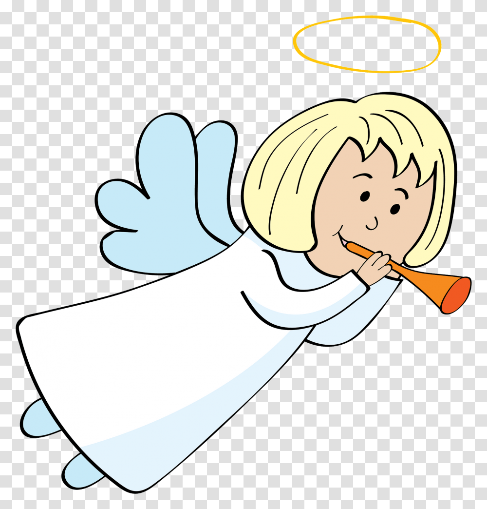 Christmas Angel With A Trumpet Clipart Free Download Angel, Text, Food Transparent Png