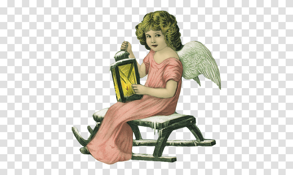 Christmas Angel With Lantern Sitting, Person, Human, Furniture Transparent Png