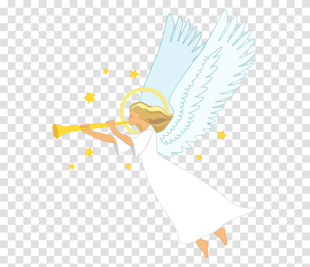 Christmas Angel With Trumpet Clipart Angel With Trumpet, Archangel, Cupid, Axe, Tool Transparent Png
