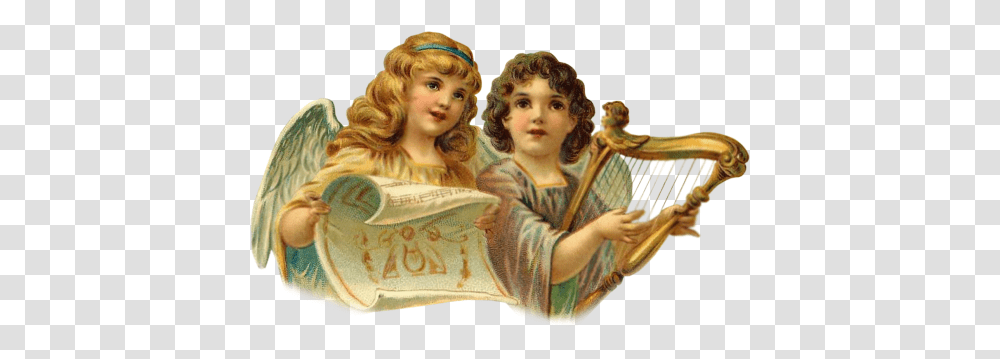 Christmas Angels Vintage, Person, Human, Art, Musical Instrument Transparent Png