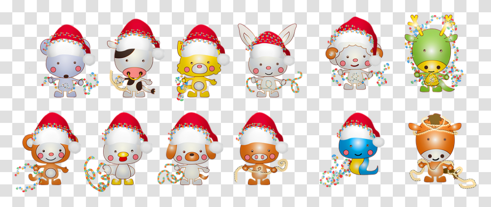 Christmas Animals Santa Hat Dog Cat Snake Cartoon, Toy, Doll, Plush Transparent Png