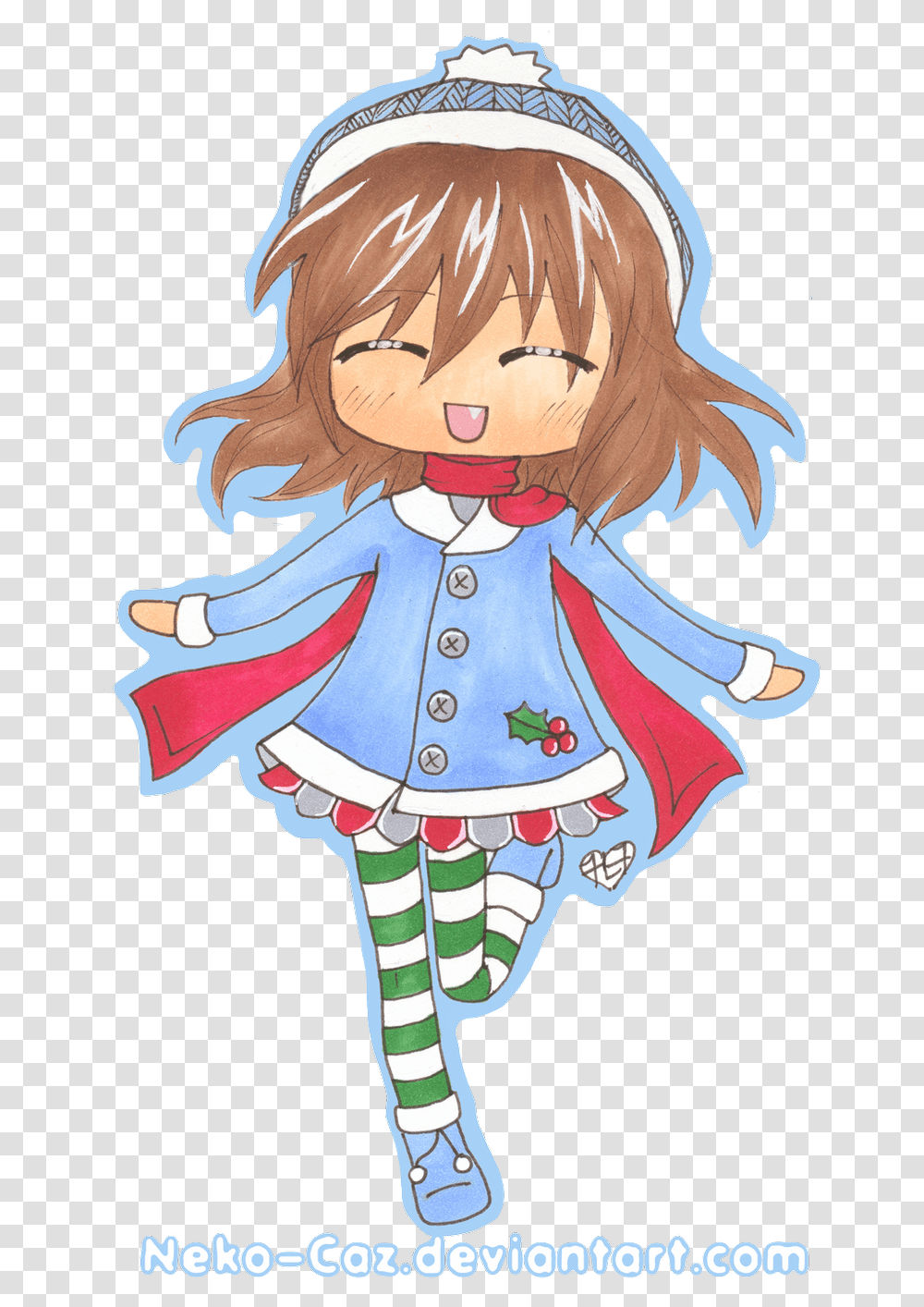 Christmas Anime Girl Chibi, Person, Toy, Doll Transparent Png