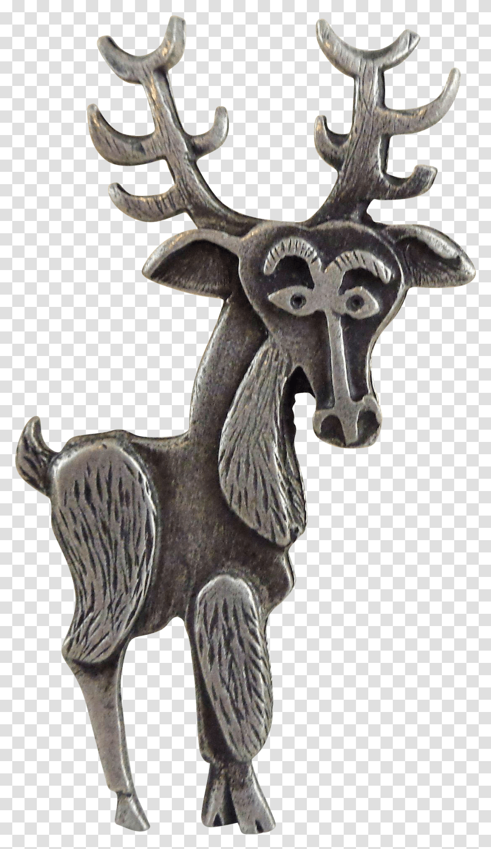 Christmas Antlers Whimsical Vintage Metzke Pewter Reindeer, Antelope, Mammal, Sculpture, Art Transparent Png