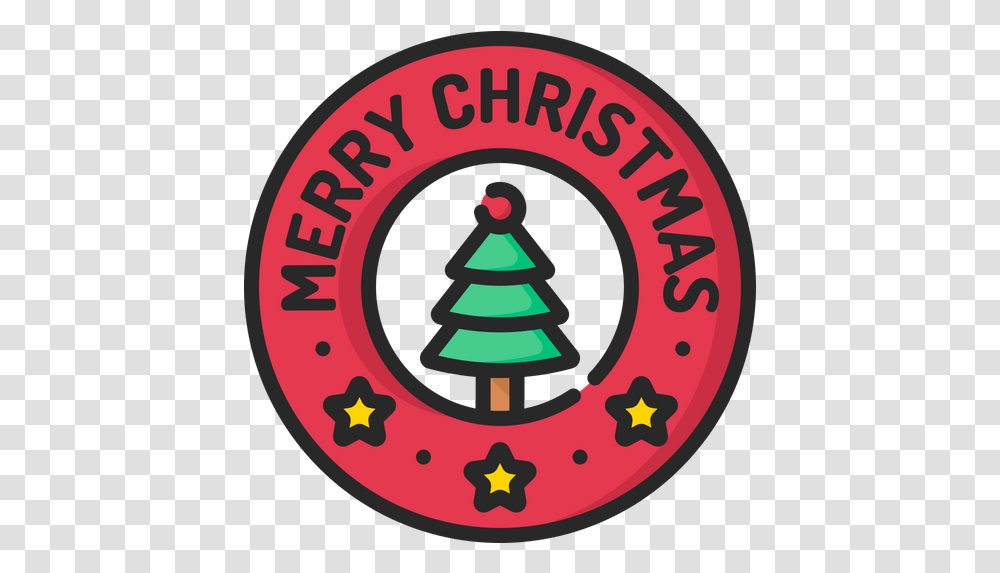 Christmas Badge Icon Of Colored Outline Style Available In Circle, Tree, Plant, Logo, Symbol Transparent Png