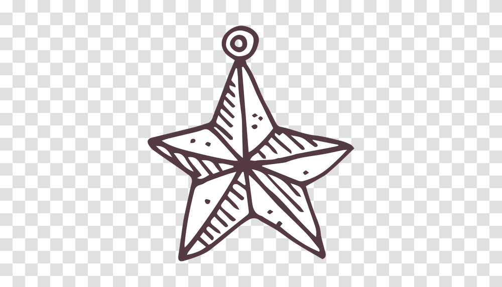 Christmas Ball Star Shape Hand Drawn Icon, Star Symbol, Cross Transparent Png