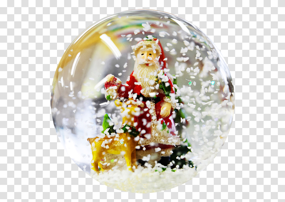 Christmas Ball With Snow And Santa Christmas Tree, Food, Sweets, Meal, Plant Transparent Png