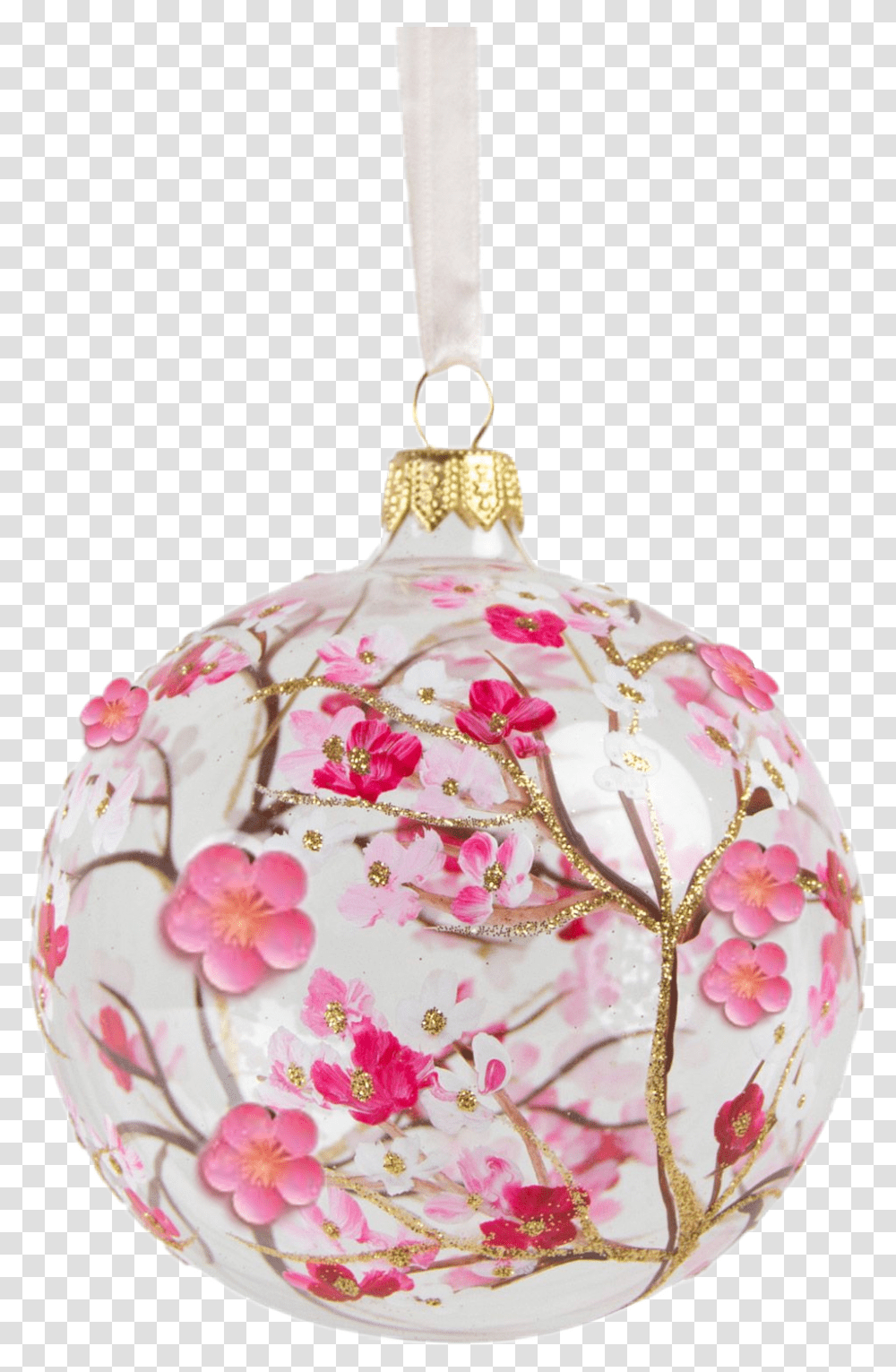 Christmas Balls Ball Ornament Pink Cherryblossom Cherry Blossom Christmas Decoration, Birthday Cake, Dessert, Food, Pottery Transparent Png