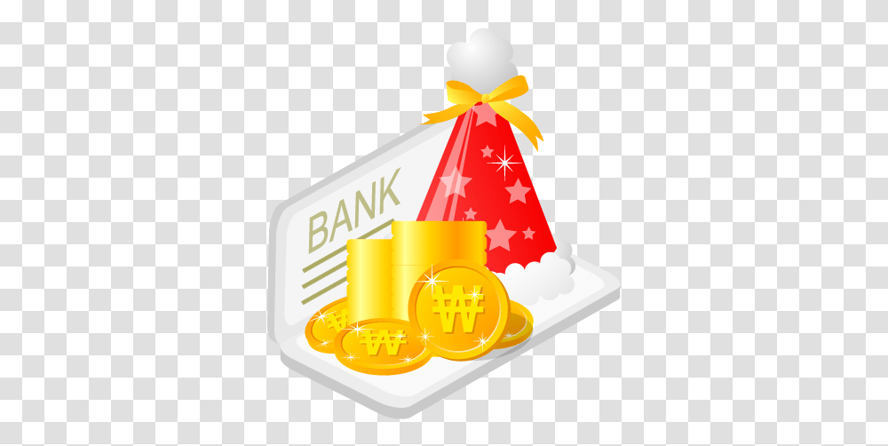 Christmas Bank Money Icon Christmas Money Icon, Clothing, Apparel, Party Hat, Birthday Cake Transparent Png