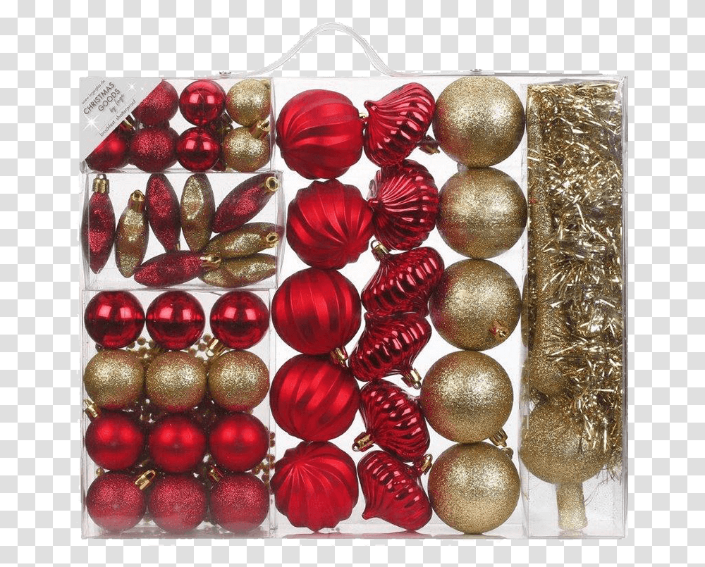 Christmas Bauble Set Made Of Plastic 55 Pieces Red Christmas Ornament, Accessories, Accessory, Bead, Jewelry Transparent Png