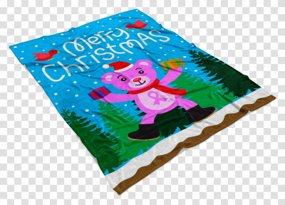 Christmas Bear Pink Ribbon Gift BlanketquotData Zoomquotcdn Cartoon, Rug, Quilt Transparent Png