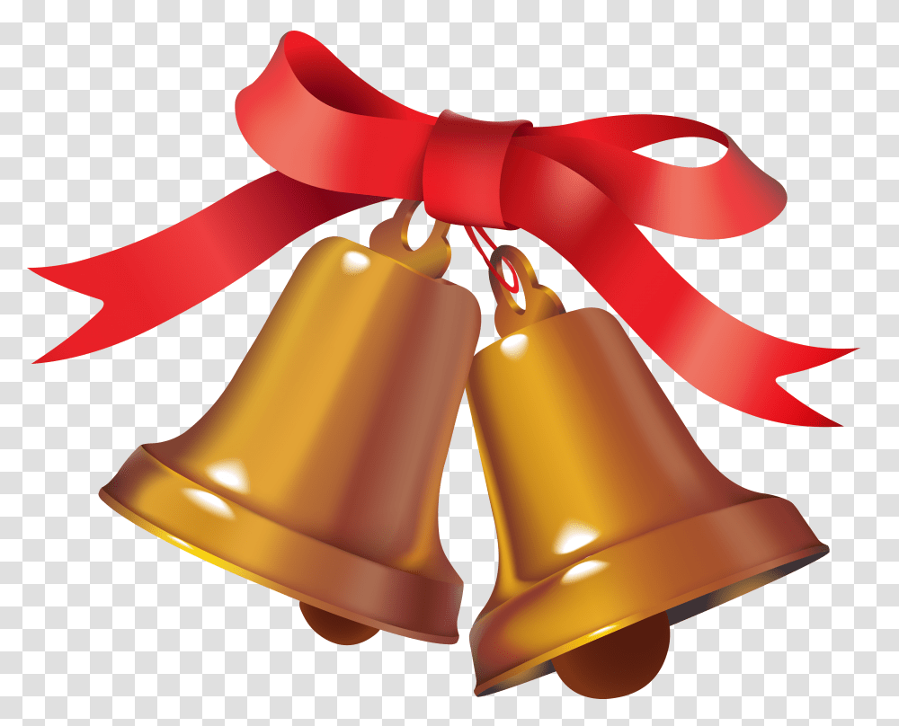 Christmas Bell With Red Ribbon Knotted Images, Lamp, Text, Cowbell Transparent Png