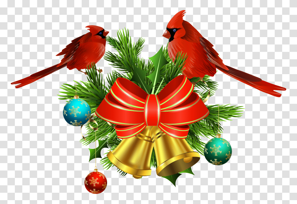 Christmas Bells And Birds Decor Clip Art Transparent Png