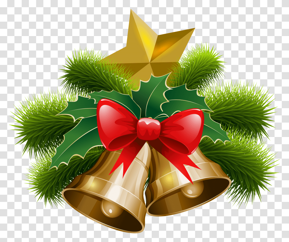 Christmas Bells And Bow Clip Art Image Transparent Png
