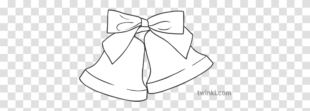 Christmas Bells Black And White 2 Illustration Twinkl Line Art, Tie, Accessories, Accessory, Necktie Transparent Png