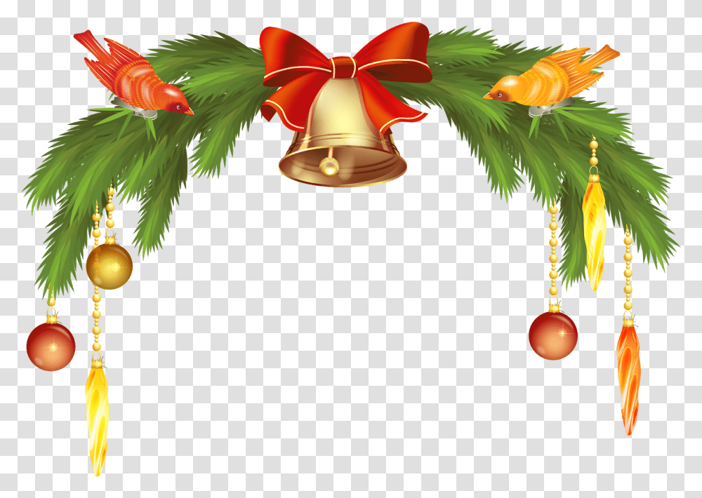 Christmas Bells With Pine Branch Christmas New Bells, Plant, Animal, Leaf, Fish Transparent Png
