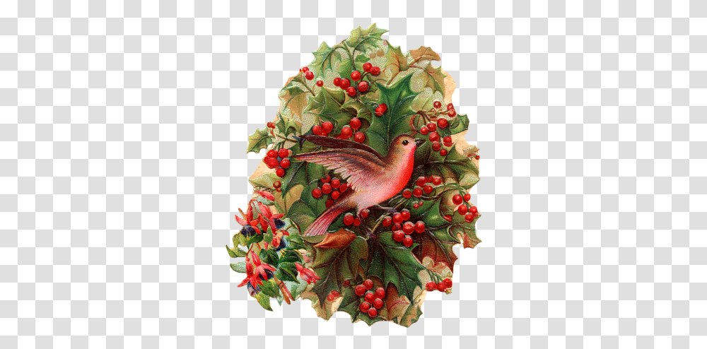 Christmas Bird Holly Berries Freetoedit Rose Hip, Pattern, Embroidery, Plant, Animal Transparent Png